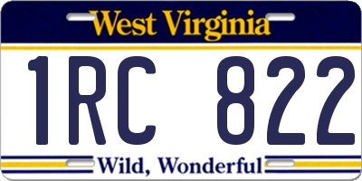 WV license plate 1RC822