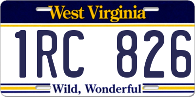 WV license plate 1RC826