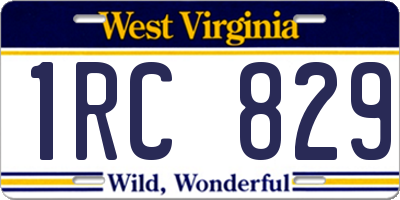 WV license plate 1RC829