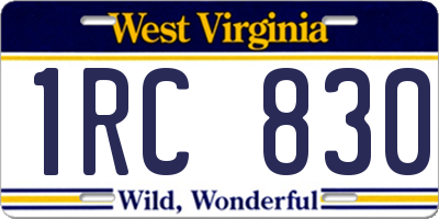 WV license plate 1RC830