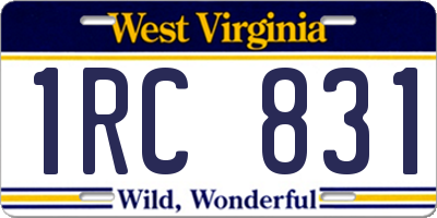 WV license plate 1RC831