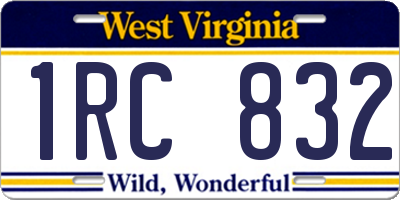 WV license plate 1RC832