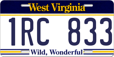 WV license plate 1RC833