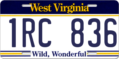 WV license plate 1RC836
