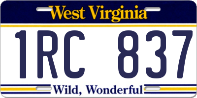 WV license plate 1RC837