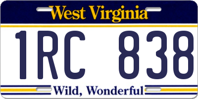WV license plate 1RC838