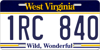 WV license plate 1RC840