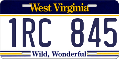WV license plate 1RC845