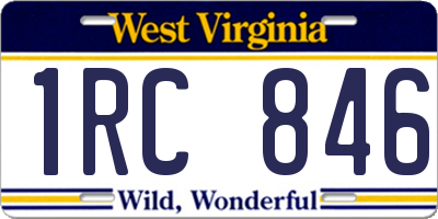 WV license plate 1RC846