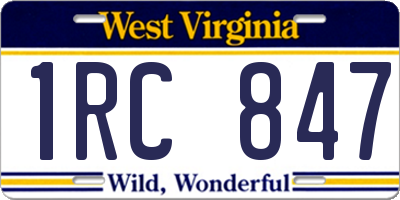 WV license plate 1RC847
