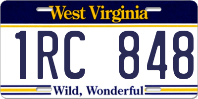 WV license plate 1RC848