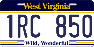 WV license plate 1RC850