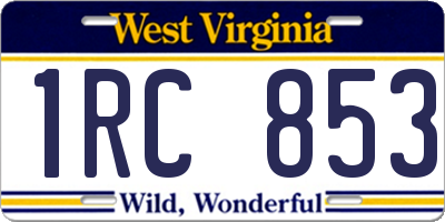 WV license plate 1RC853