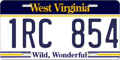 WV license plate 1RC854