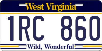 WV license plate 1RC860