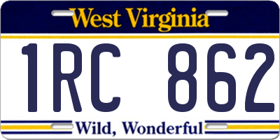WV license plate 1RC862