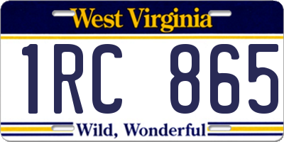 WV license plate 1RC865