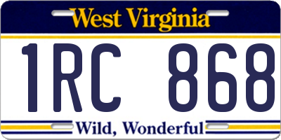 WV license plate 1RC868