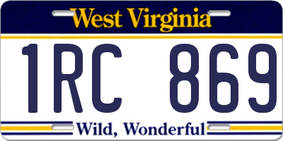 WV license plate 1RC869