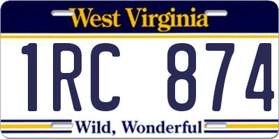 WV license plate 1RC874
