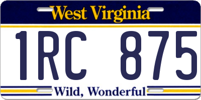 WV license plate 1RC875