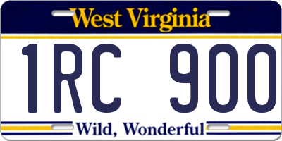 WV license plate 1RC900