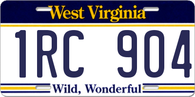WV license plate 1RC904