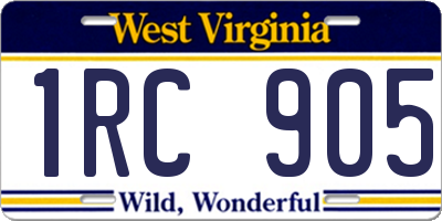 WV license plate 1RC905