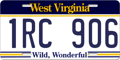 WV license plate 1RC906