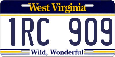 WV license plate 1RC909