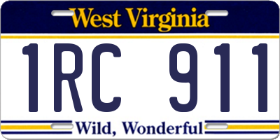 WV license plate 1RC911