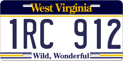 WV license plate 1RC912