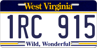 WV license plate 1RC915