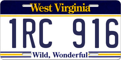 WV license plate 1RC916