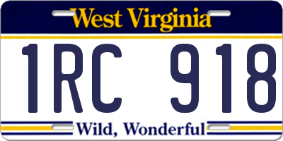 WV license plate 1RC918