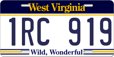 WV license plate 1RC919
