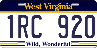 WV license plate 1RC920