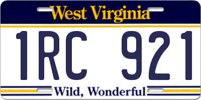 WV license plate 1RC921