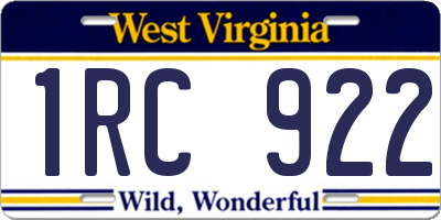 WV license plate 1RC922