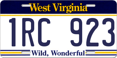 WV license plate 1RC923