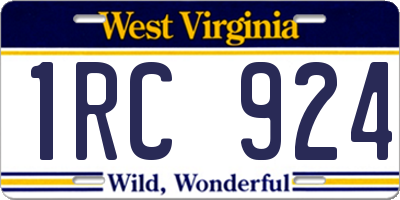 WV license plate 1RC924