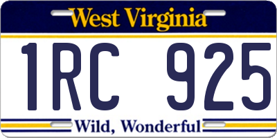 WV license plate 1RC925