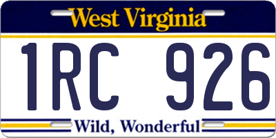 WV license plate 1RC926