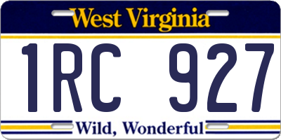 WV license plate 1RC927