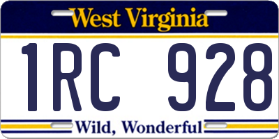 WV license plate 1RC928
