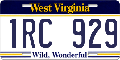 WV license plate 1RC929