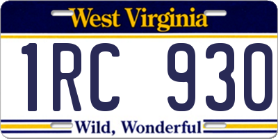 WV license plate 1RC930