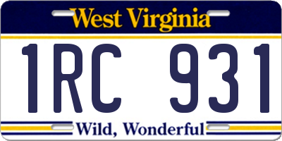 WV license plate 1RC931
