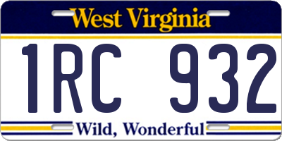WV license plate 1RC932