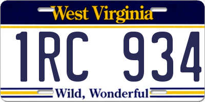 WV license plate 1RC934